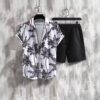 Stylish Men's Matching Sets Summer | The Amalfi 2-Piece Geometric Short-Sleeve Outfit