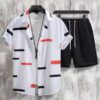 Stylish Men's Matching Sets Summer | The Amalfi 2-Piece Geometric Short-Sleeve Outfit