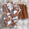 Stylish Men's Matching Sets Summer | The Amalfi 2-Piece Geometric Short-Sleeve Outfit
