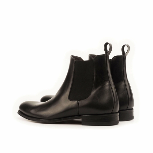 The Chumani Noir II: Handcrafted Polished Calfskin Chelsea Boots