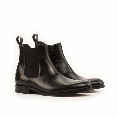 The Chumani Noir II: Handcrafted Polished Calfskin Chelsea Boots