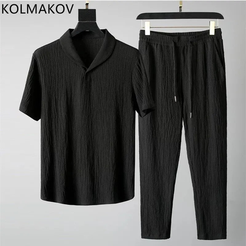 The Riviera Textured Resort Set: Men’s Summer Polo & Tapered Pants