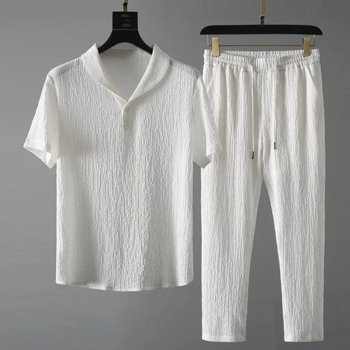 The Riviera Textured Resort Set: Men’s Summer Polo & Tapered Pants