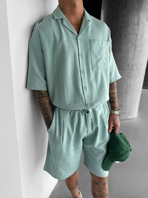 S0e72874b1e5b47c0b1775f7114eec1576.jpg Coastal Elite Resort Set: Men’s Textured Short-Sleeve & Shorts Outfit