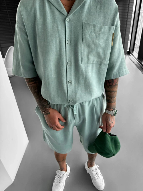 S1903af78d68247b9974b645e1399d16dV.jpg Coastal Elite Resort Set: Men’s Textured Short-Sleeve & Shorts Outfit