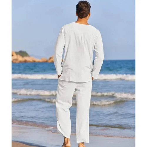 Casual Cotton Linen Two-Piece Men's Set