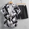 Stylish Men's Matching Sets Summer | The Amalfi 2-Piece Geometric Short-Sleeve Outfit