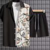 Stylish Men's Matching Sets Summer | The Amalfi 2-Piece Geometric Short-Sleeve Outfit