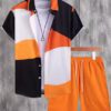 Stylish Men's Matching Sets Summer | The Amalfi 2-Piece Geometric Short-Sleeve Outfit